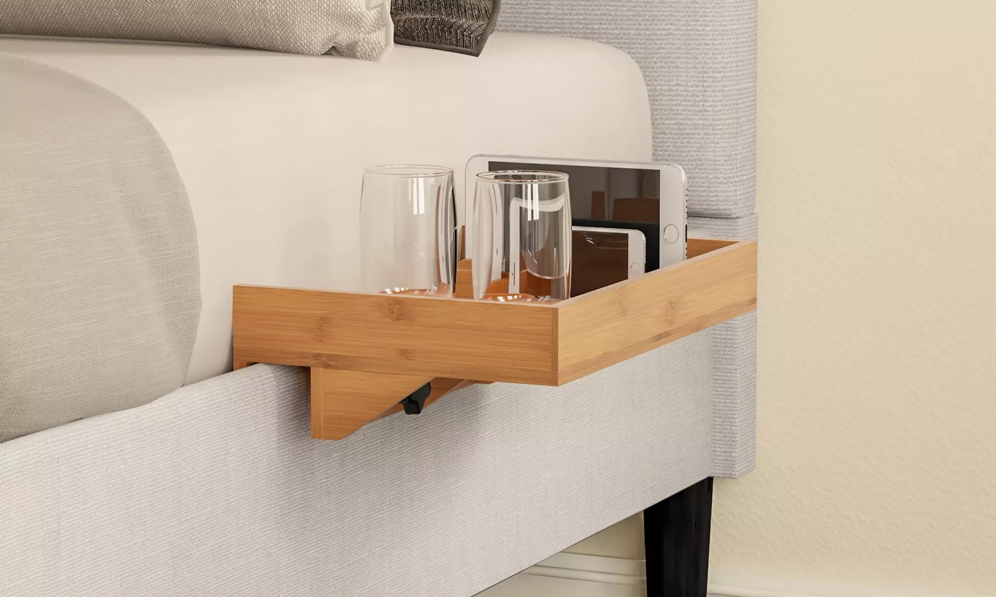 Lavish Home Bamboo Clamp-On Bedside Shelf - Second Medium