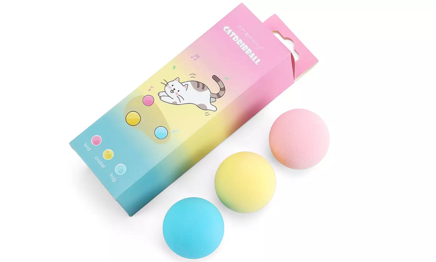 3PCS Cat Toy Gravity Ball Smart Touch Interactive Pet Squeak Balls 