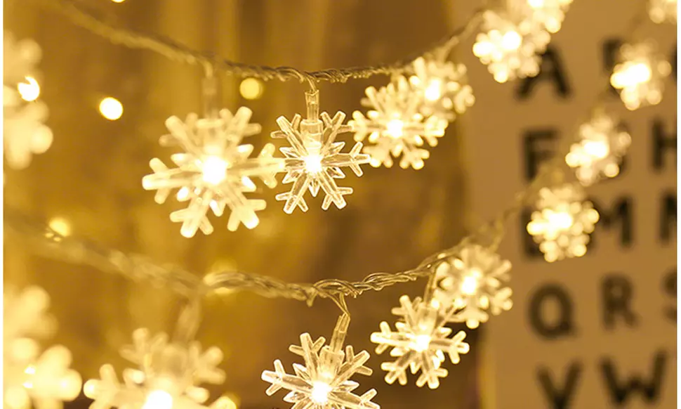 Battery Operated LED Snowflake Fairy String Lights - Primary Image