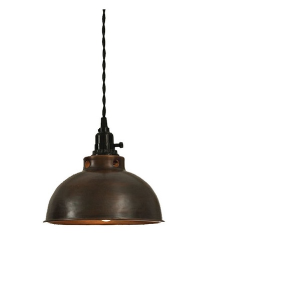 Aged Copper Two Finished Ceiling Hooks Dome Pendant Lamp Groupon