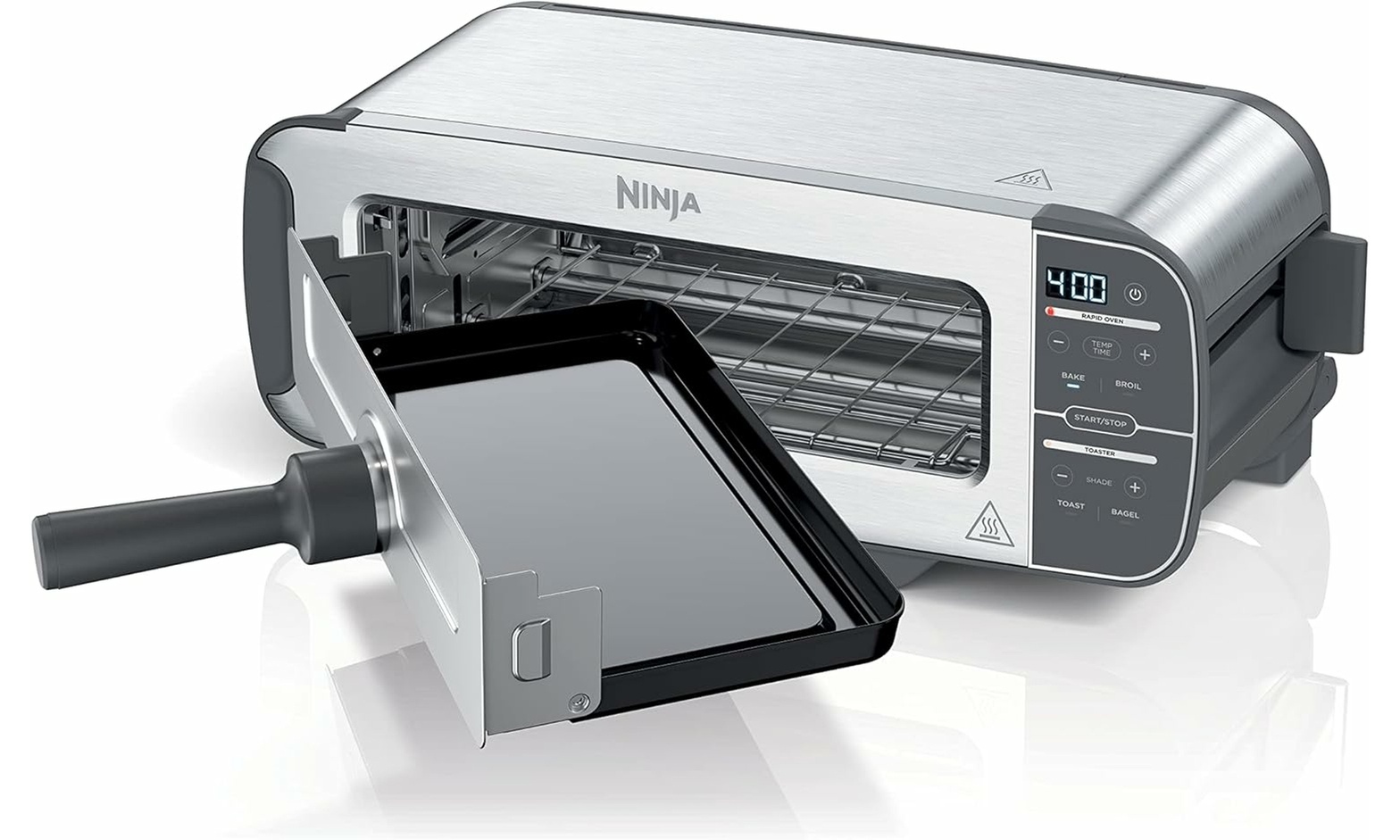 Ninja ST100 Foodi 2-in-1 Flip Toaster, 2-Slice Toaster (Stainless Steel)- New