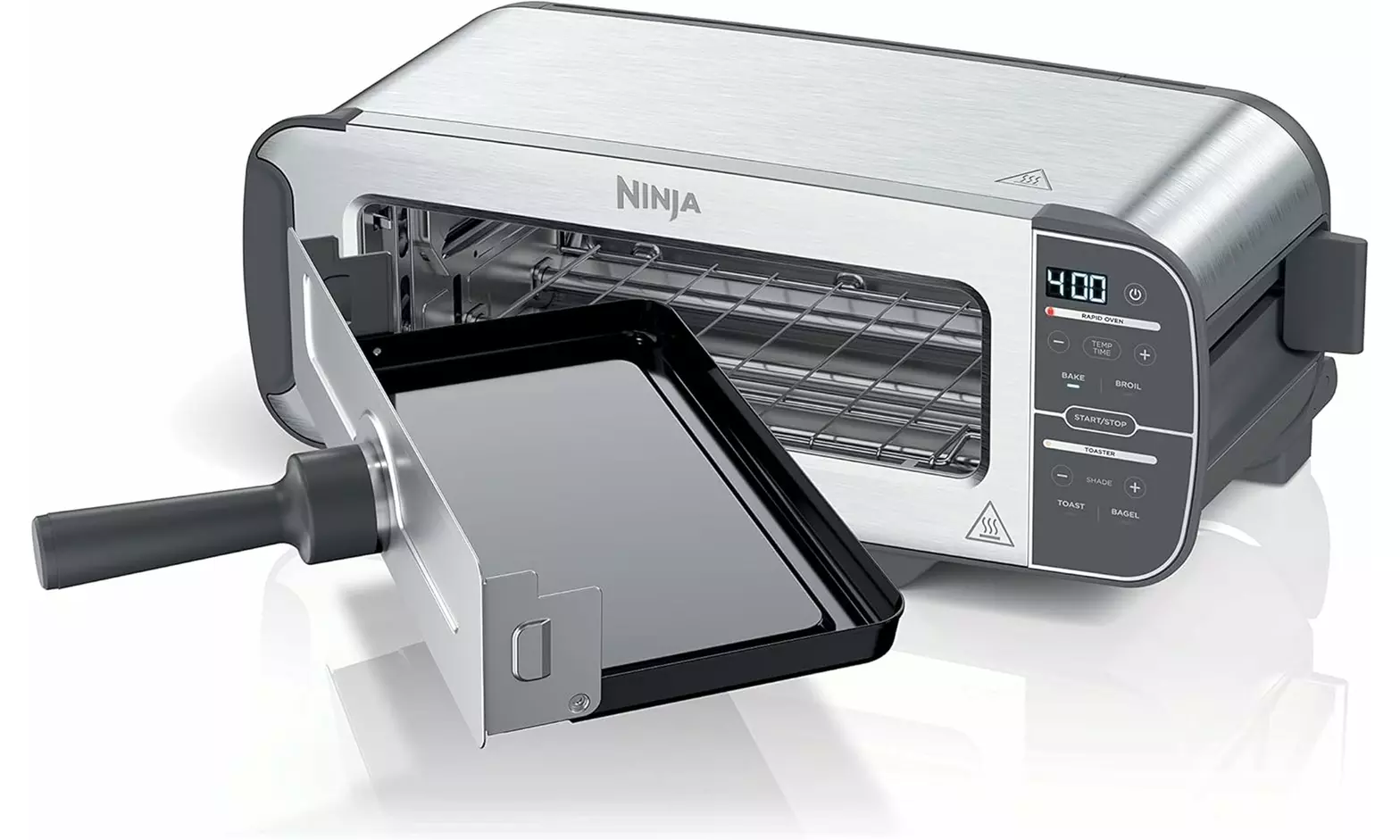 Ninja ST100 Foodi 2-in-1 Flip Toaster, 2-Slice Toaster (Stainless Steel)- New