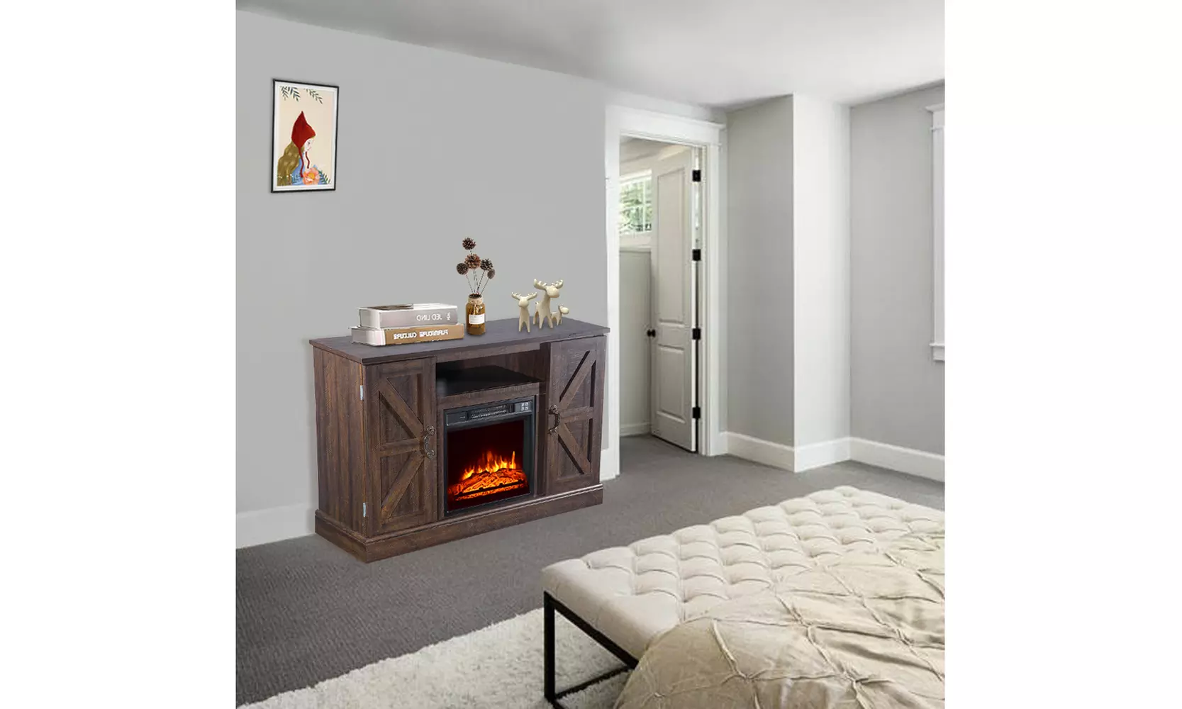  47Inch Electric Fireplace TV Console 1400W Fireplace Stand w/ Remote Control - Primary Image