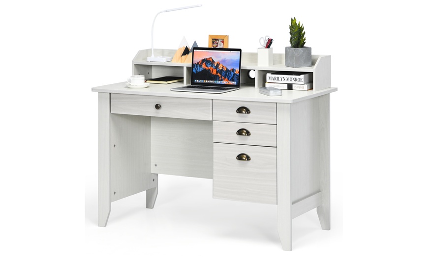 costway computer desk pc laptop writing table workstation