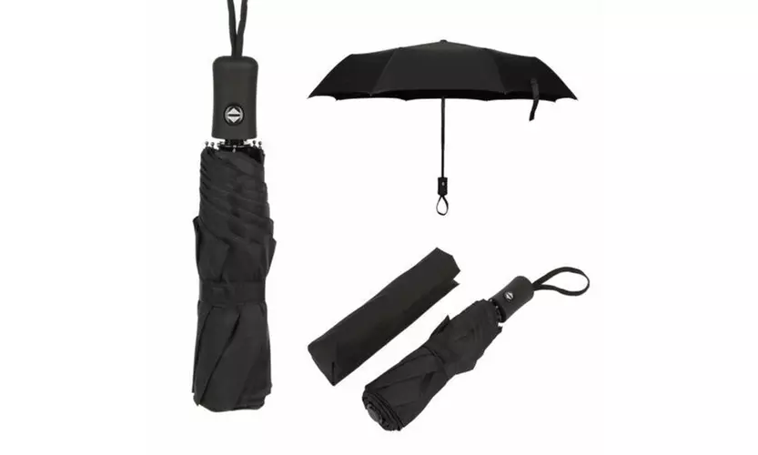 Automatic Black Umbrella Anti-UV Sun/Rain Windproof 3 Folding Compact Umbrella - Primary Image