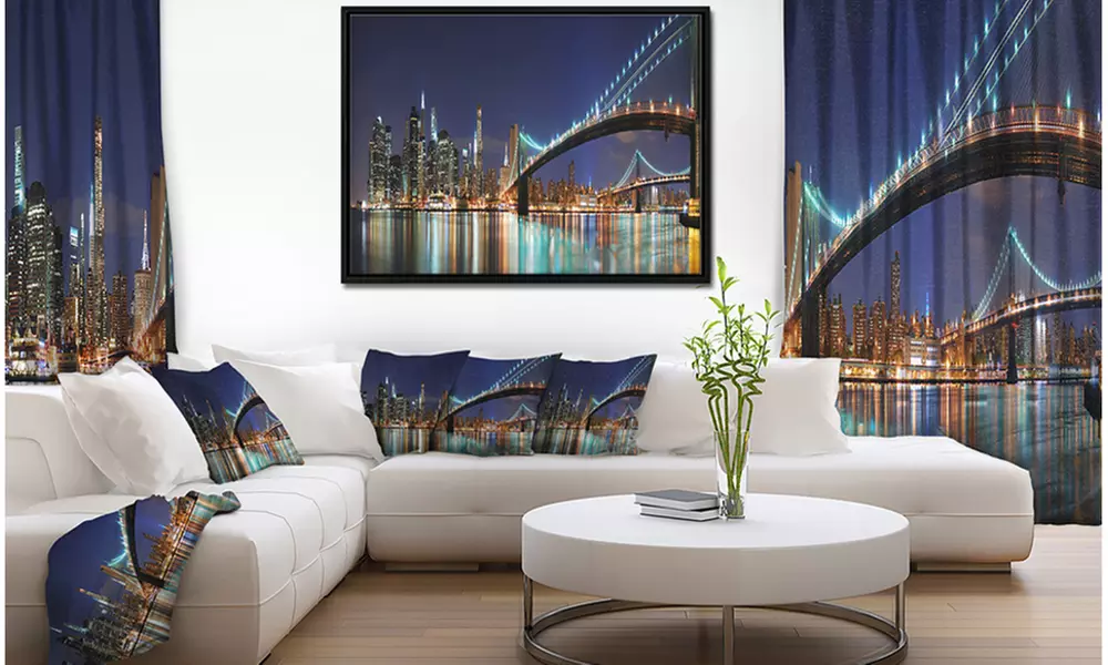 Brooklyn Bridge Panorama - Cityscape Photo Framed Canvas Art Print - Primary Image