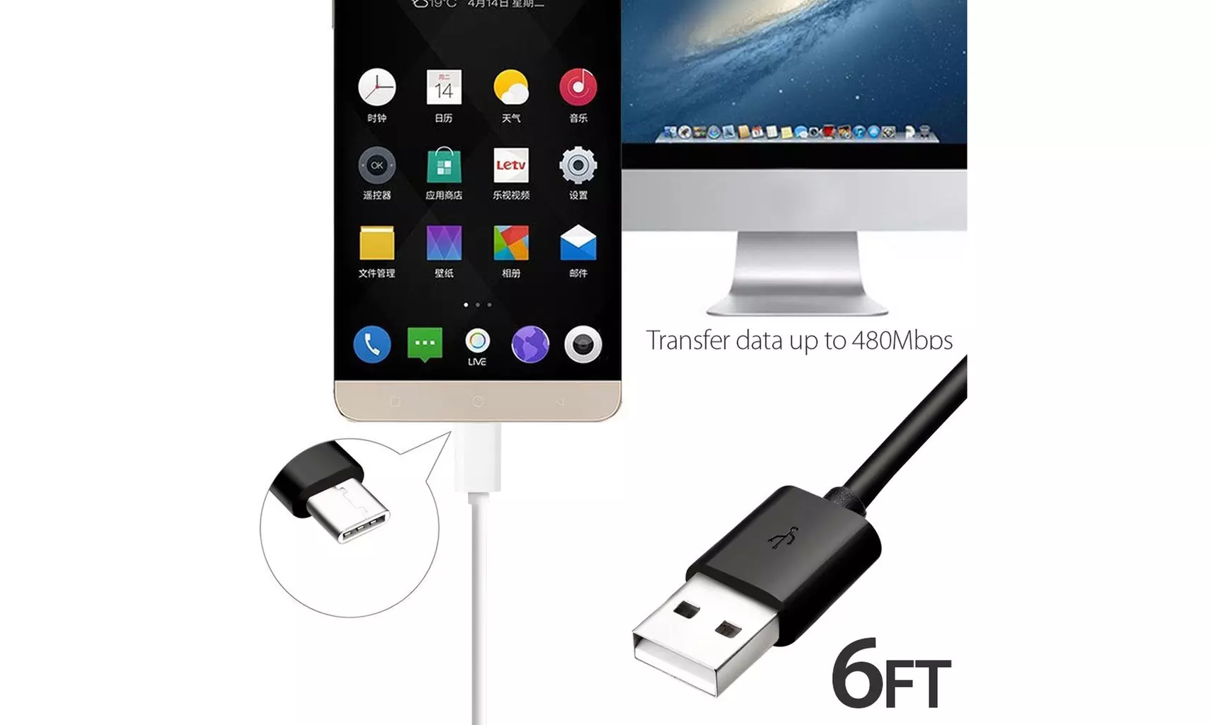 10-Pack USB-C Type-C 3.1 Data Sync Charger Charging Cable Cord for LG Samsung S8 - Second Medium