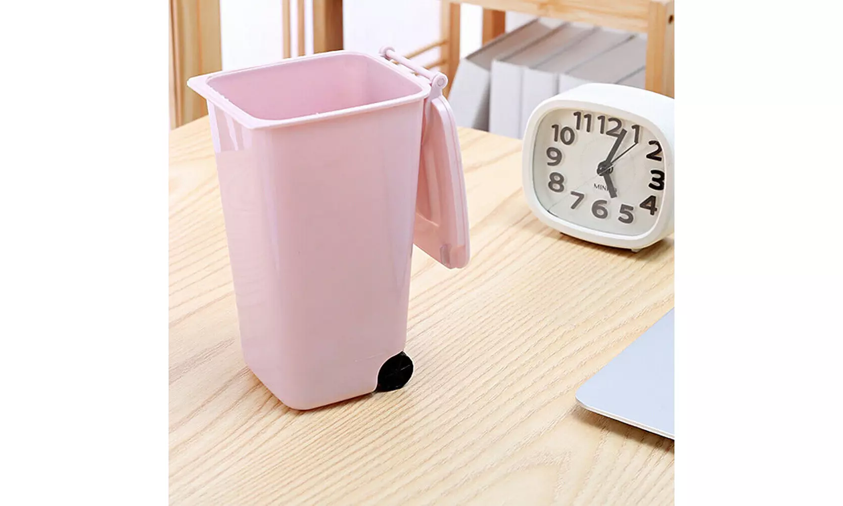 4 Pack Small Trash Can Mini Curbside Bin with Lid Desk Organizer Pen Holder - Primary Image