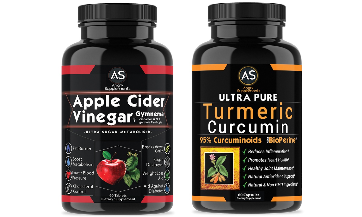 Angry Supplements Apple Cider Vinegar &Turmeric Supplements (120-Ct.)