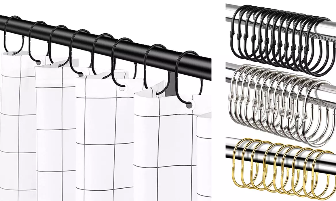 10 Pcs Metal Shower Hooks For Shower Curtain Rod Bathroom - Primary Image