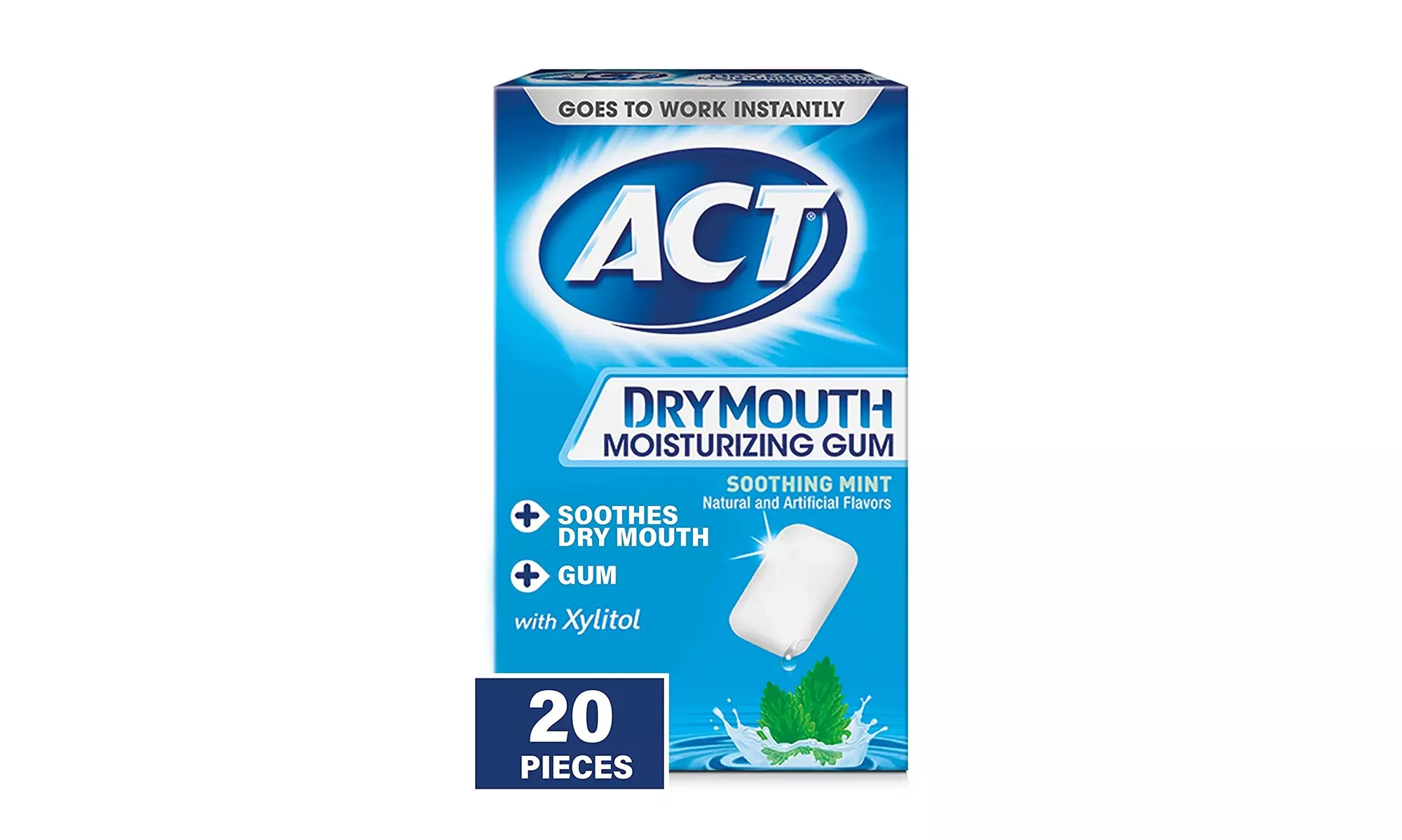 ACT Dry Mouth Moisturizing Gum, With Xylitol, Sugar Free Soothing Mint - Primary Image