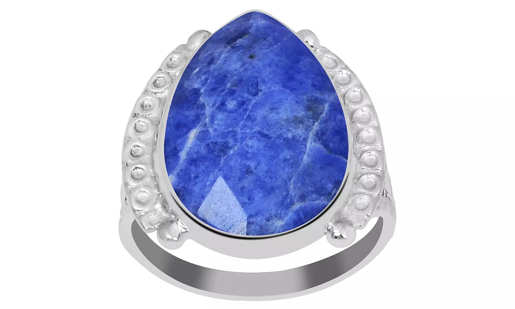 Orchid Jewelry Rhodium Plated 925 Silver 7 1/7 Carat Sodalite Ring - Primary Image