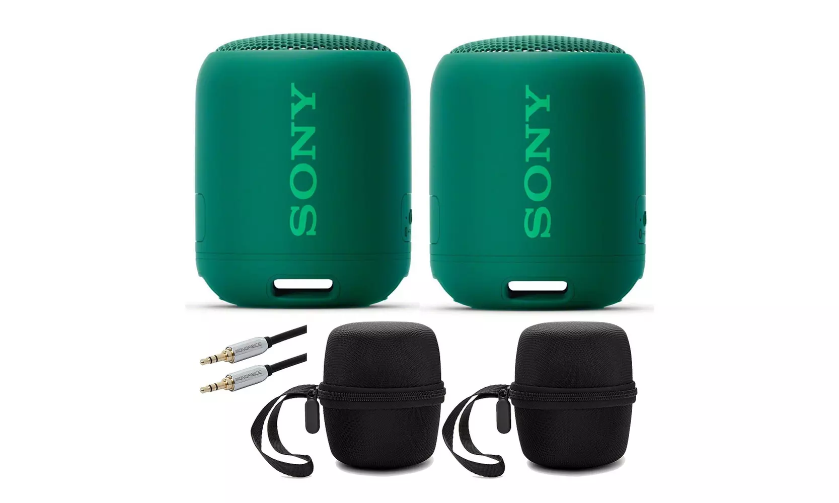 Sony SRS-XB12 EXTRA BASS Portable Bluetooth Speaker (Green) Stereo Pair Bundle - Primary Image