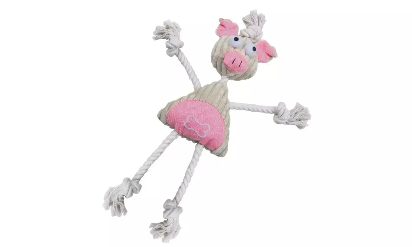 Jute and Rope Plush Pig Manniquen Dog Toy