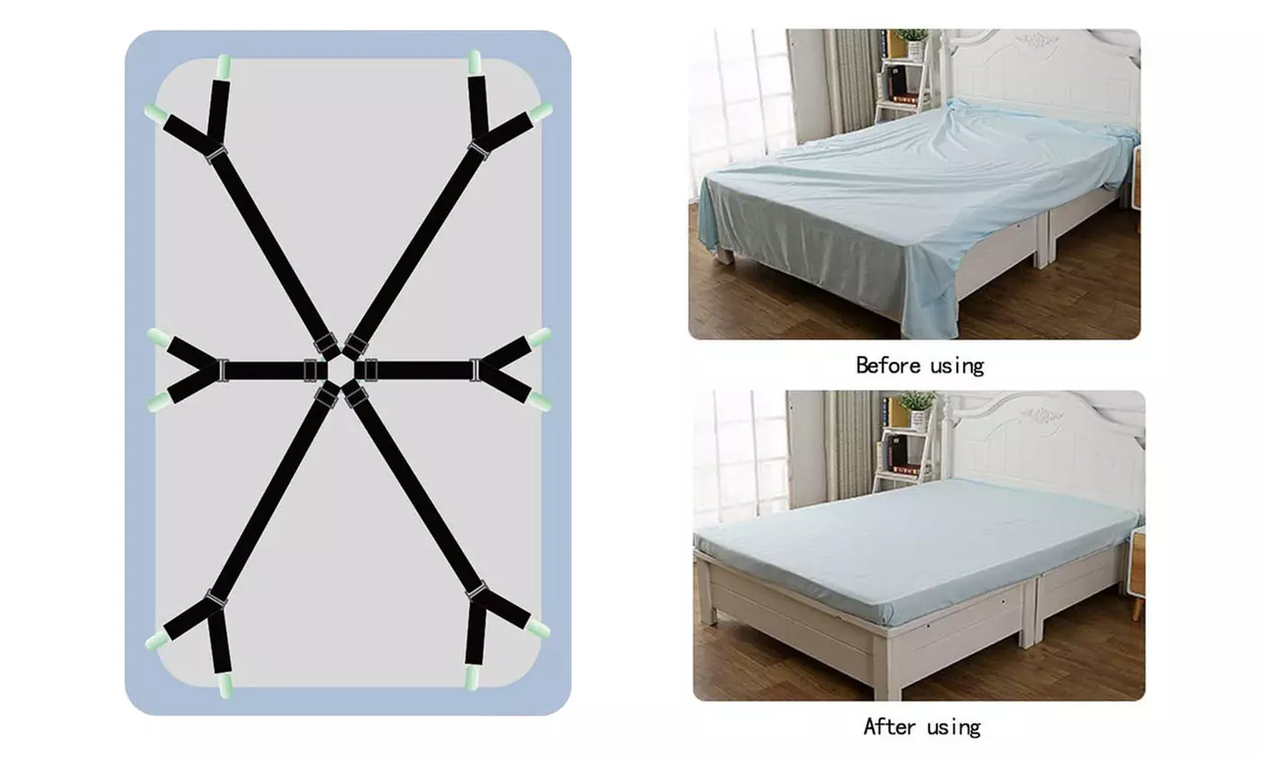 4 PCS Triangle Suspenders Gripper Holder Straps Clip for Bed Sheets Mattress