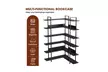 L-shape MDF Boards Stainless Steel Frame Corner 6-tier Shelves Bookshelf - Second Medium