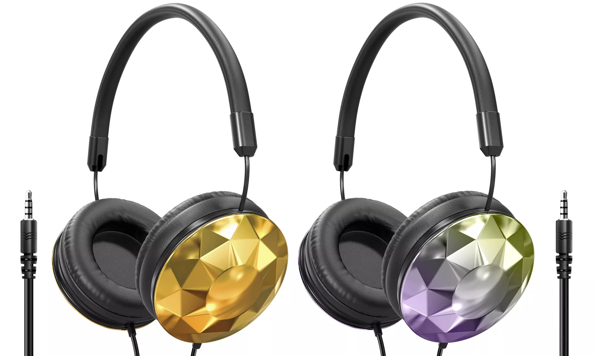 Art & Sound Faceted On-Ear Wired Headphones, Stereo Sound, Foldable & Adjustable - Primary Image