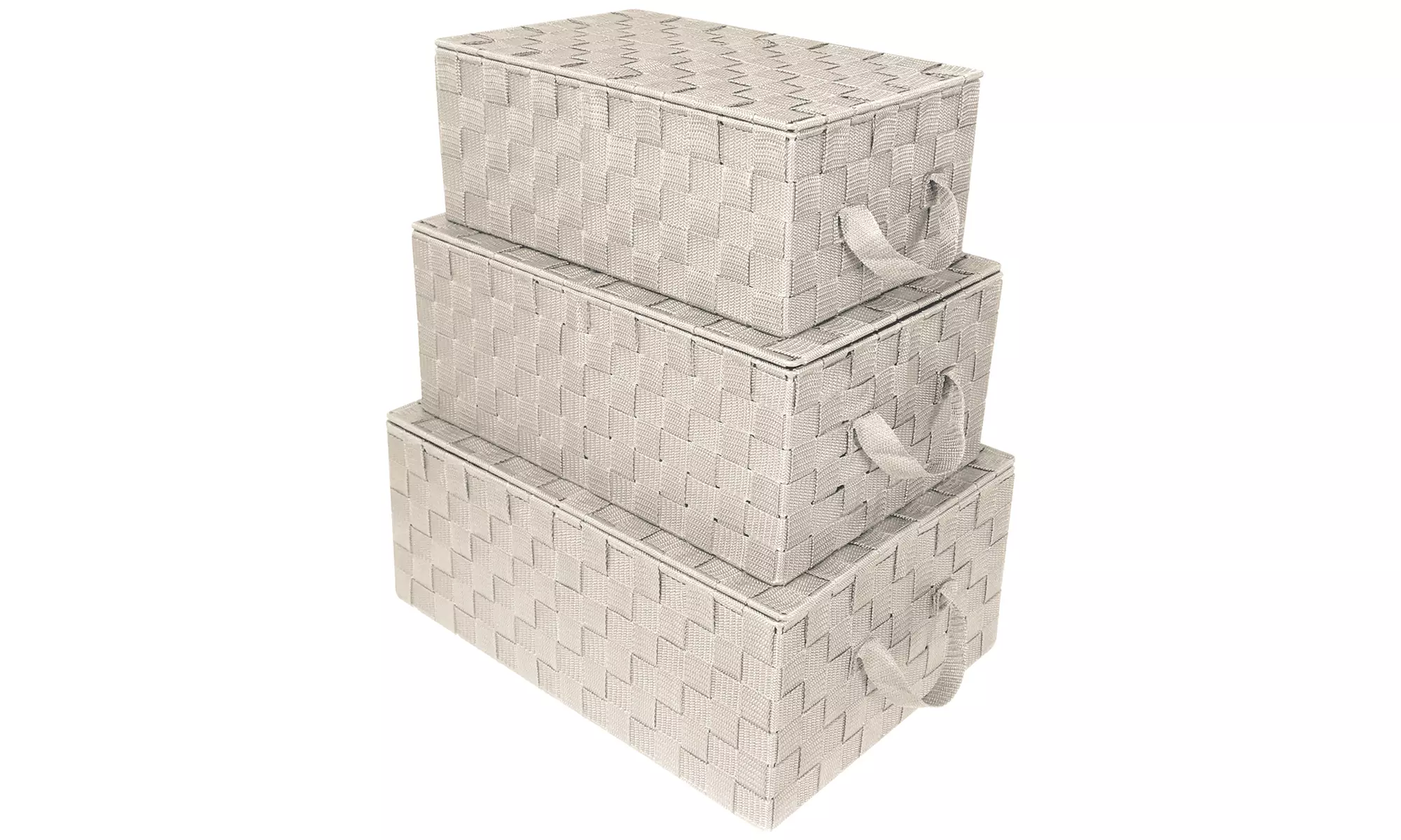 3-Pack Storage Box w/ Lid for Closet & Shelves - Woven Fabric Basket Organizer