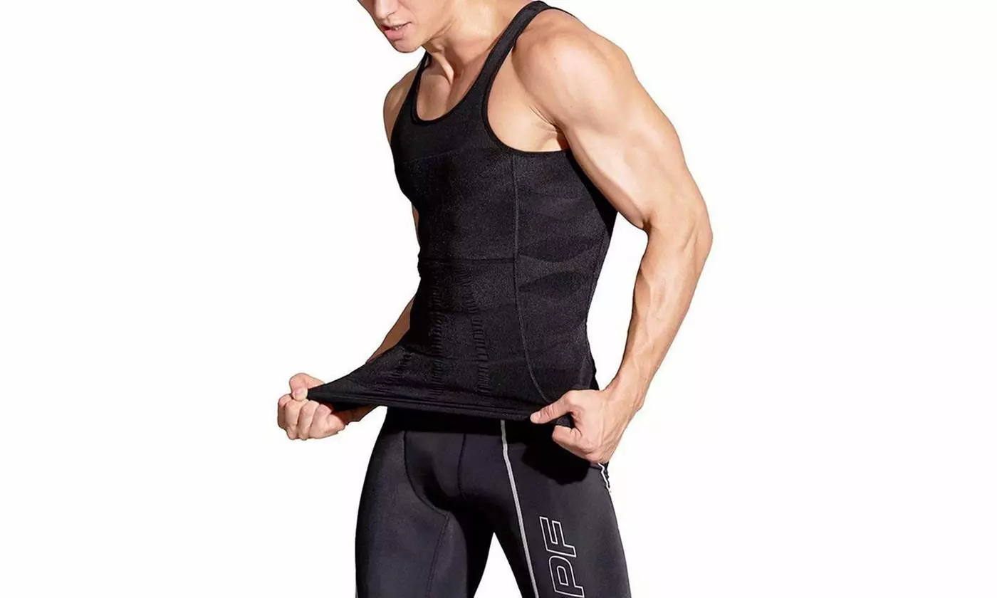 Mens Slimming Body Shaper Vest Shirt Tummy Vest Thermal Compression Tank Top