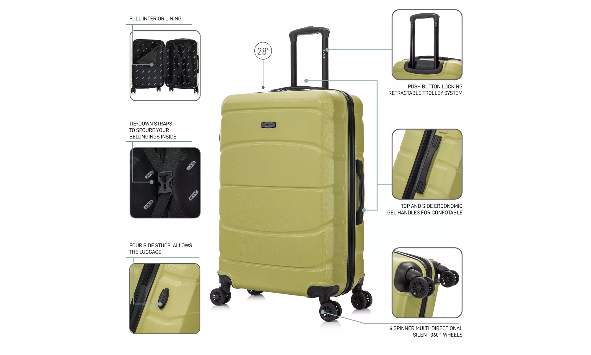 DUKAP Sense Lightweight Hardside Spinner Luggage 20"/24"/28"
