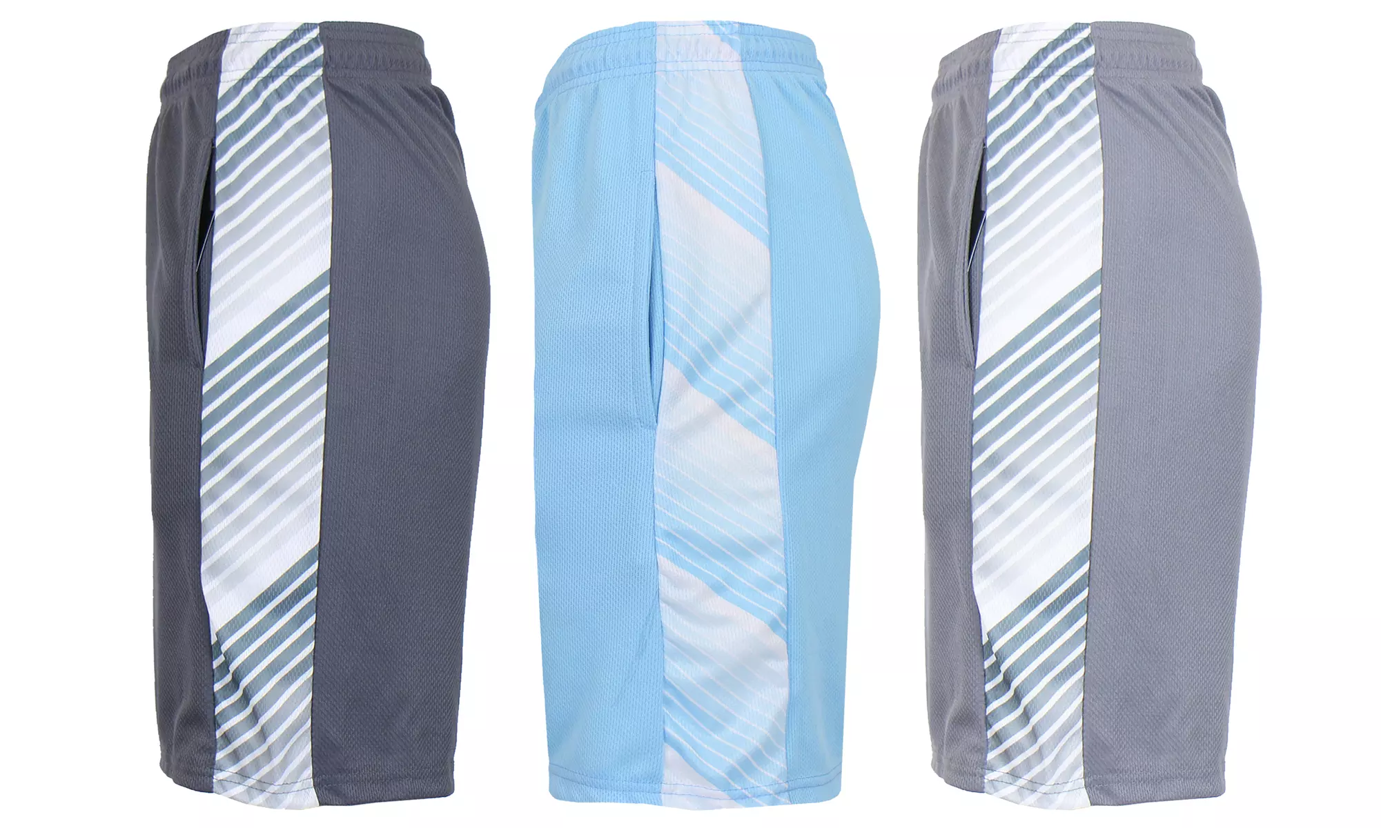 (3-Pack) Men's Moisture Wicking Performance Mesh Shorts With Side Trim Design
