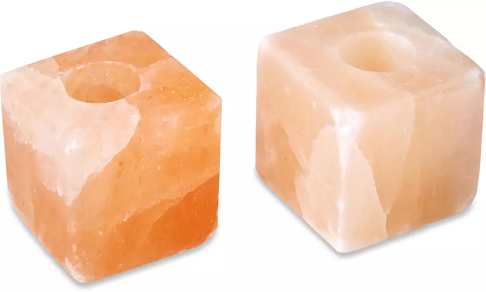 Himalayan Salt Cube Shaped Candle Holders - Second Medium