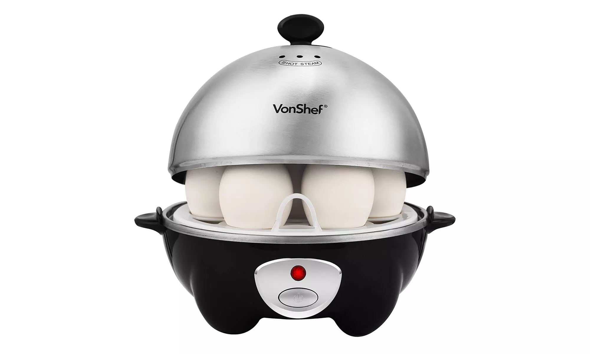 VonShef 7- Egg Electric Cooker Stainless Steel with Poacher & Steamer Attachment - Primary Image