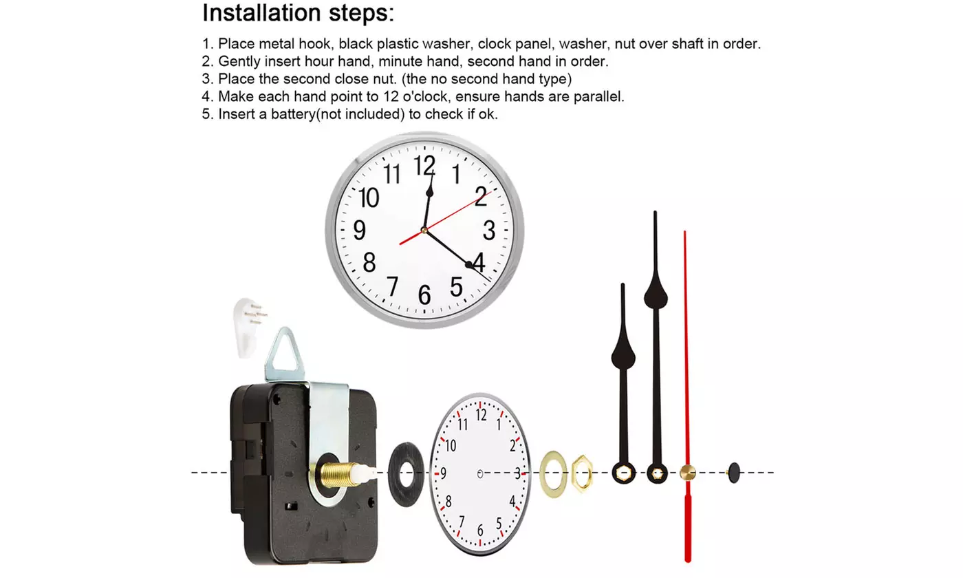 2Pcs Clock Movement Mechanism with 4 Clock Hands DIY Quartz Clock Motor Kit