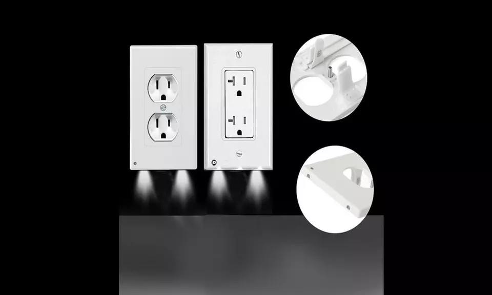 Night Angel Wall Outlet Cover plate With LED Lights Hallway Bathroom  - Primary Image