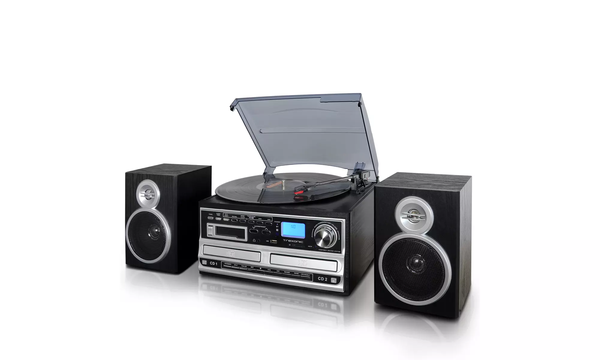 Trexonic 3-Speed Turntable With CD Player, CD Recorder, Cassette Player,radio - Primary Image