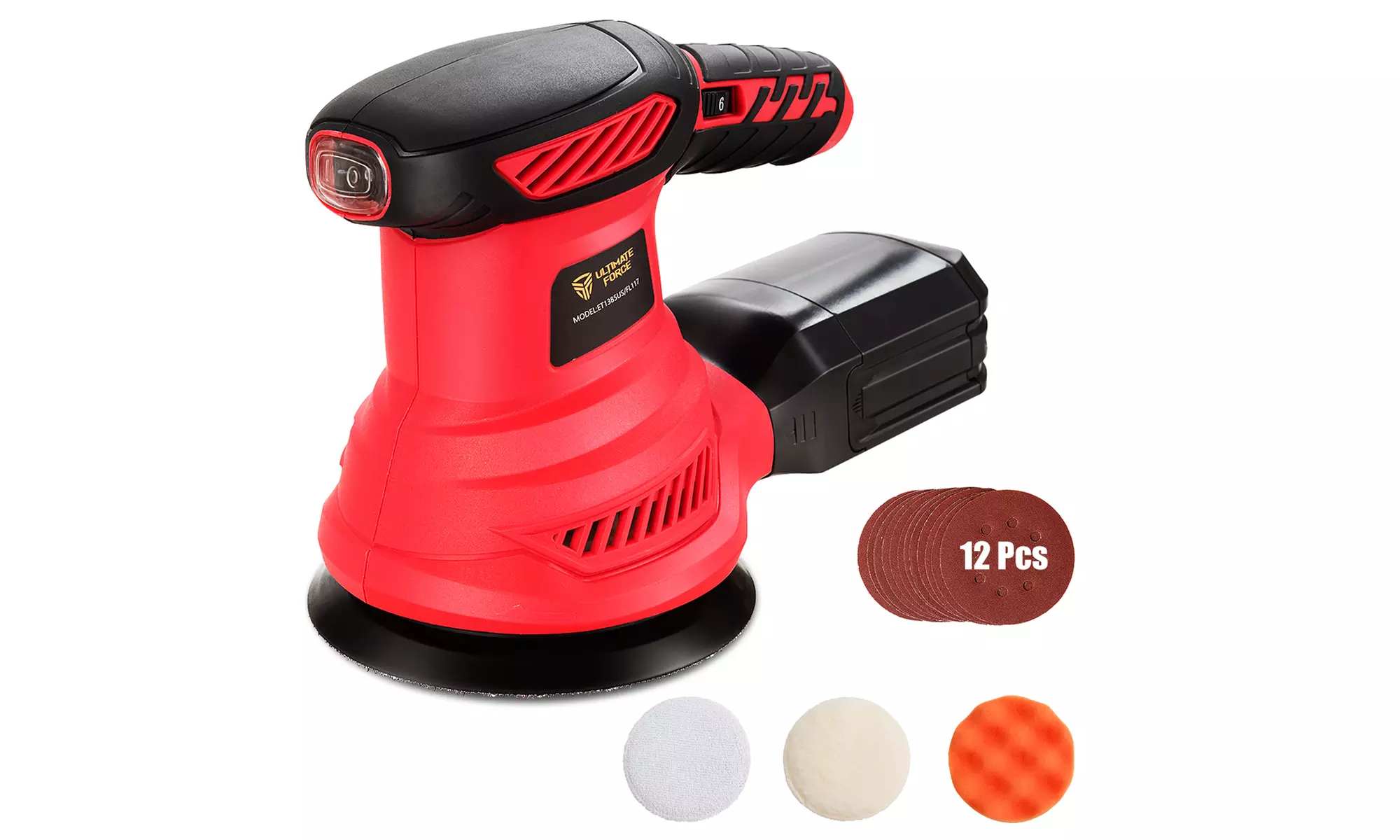 5" Palm Random Orbit Sander 6 Variable Speed Dust Collector Box w/ Polishing Kit - Primary Image