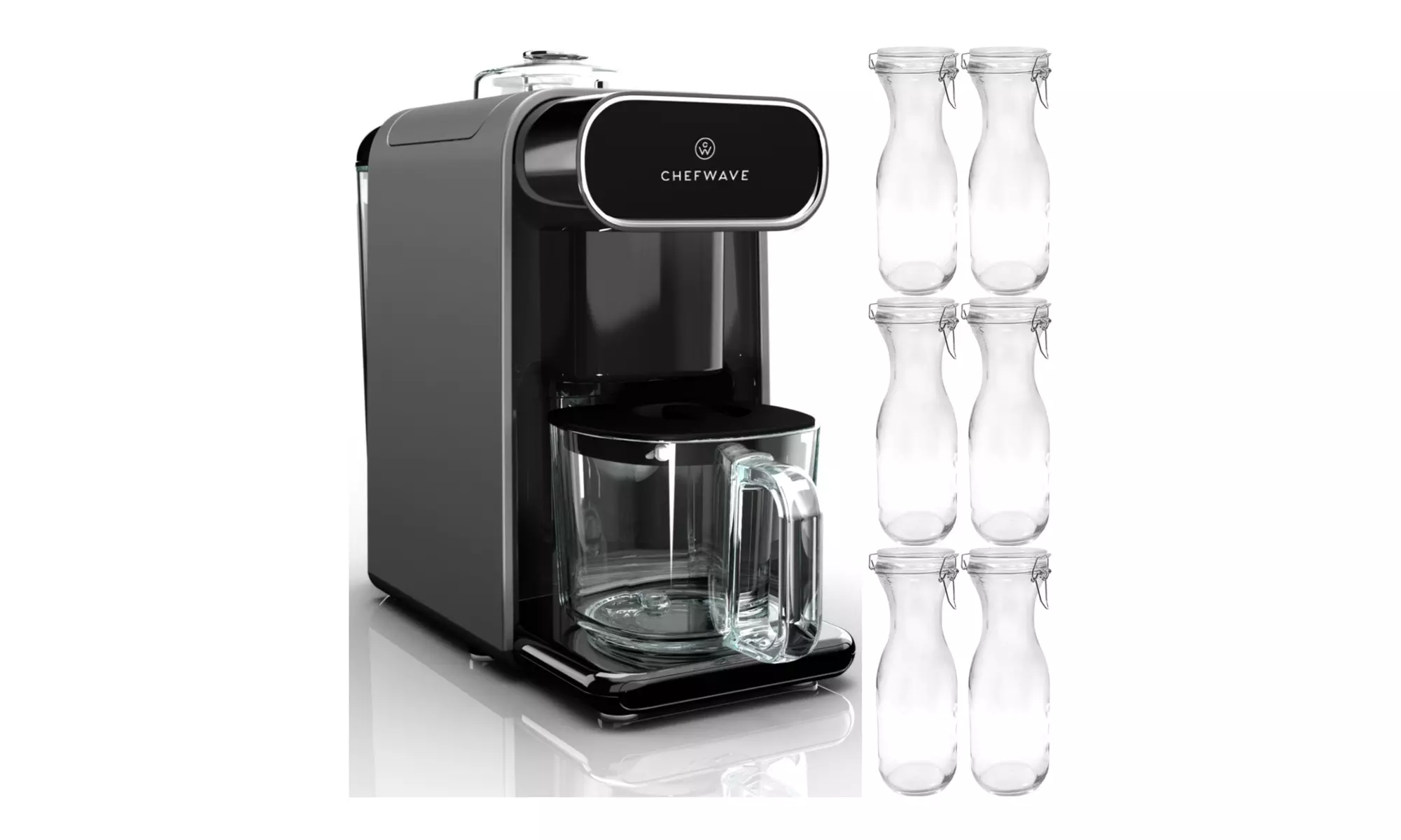 ChefWave Milkmade Non-Dairy Milk Maker (Silver/Black) with Glass Carafes - Primary Image