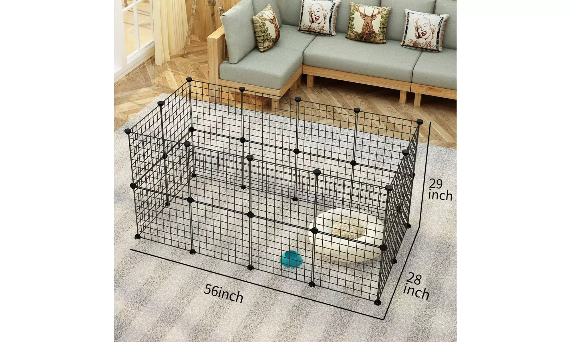 Cage  Portable Metal Wire Pen Fence for Small AnimalsCrate Fence - Second Medium