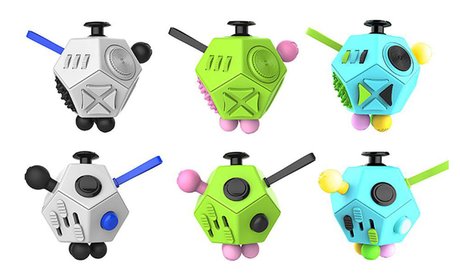 12-Sided Fidget Cube Stress Anxiety Relief Toy, 6 Colors