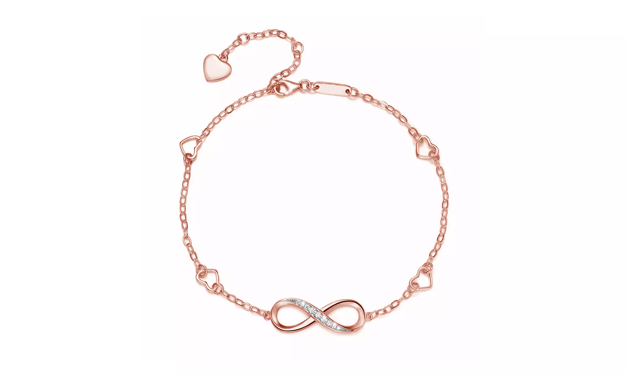 Rhodium Plated Brass CZ Infinity Symbol Anklet Fashion Jewelry for Women Girls