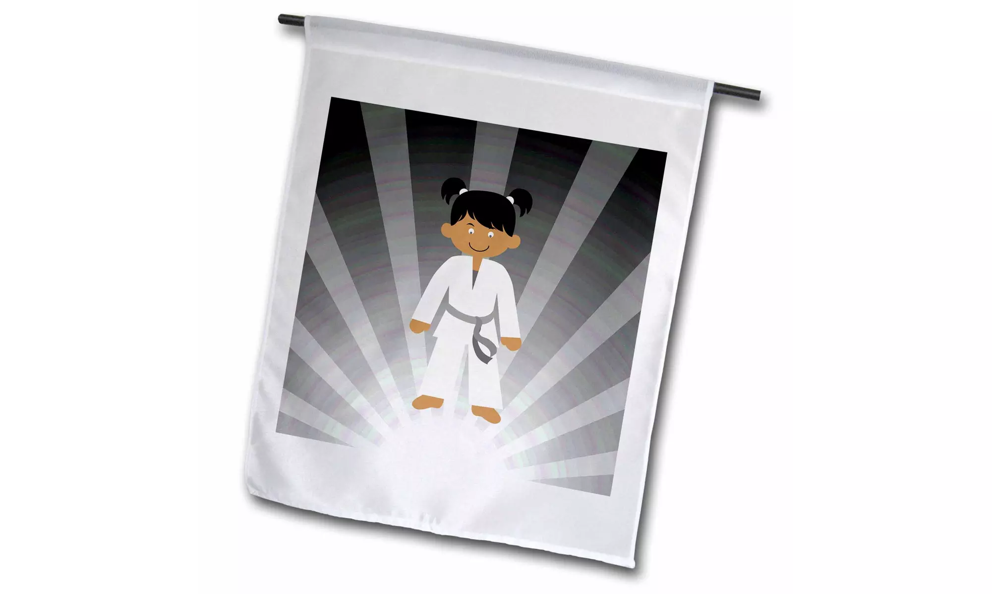  Garden Flag Karate Girl with Black Belt, Background Gray Rays - 18 by 27-inch - Primary Image