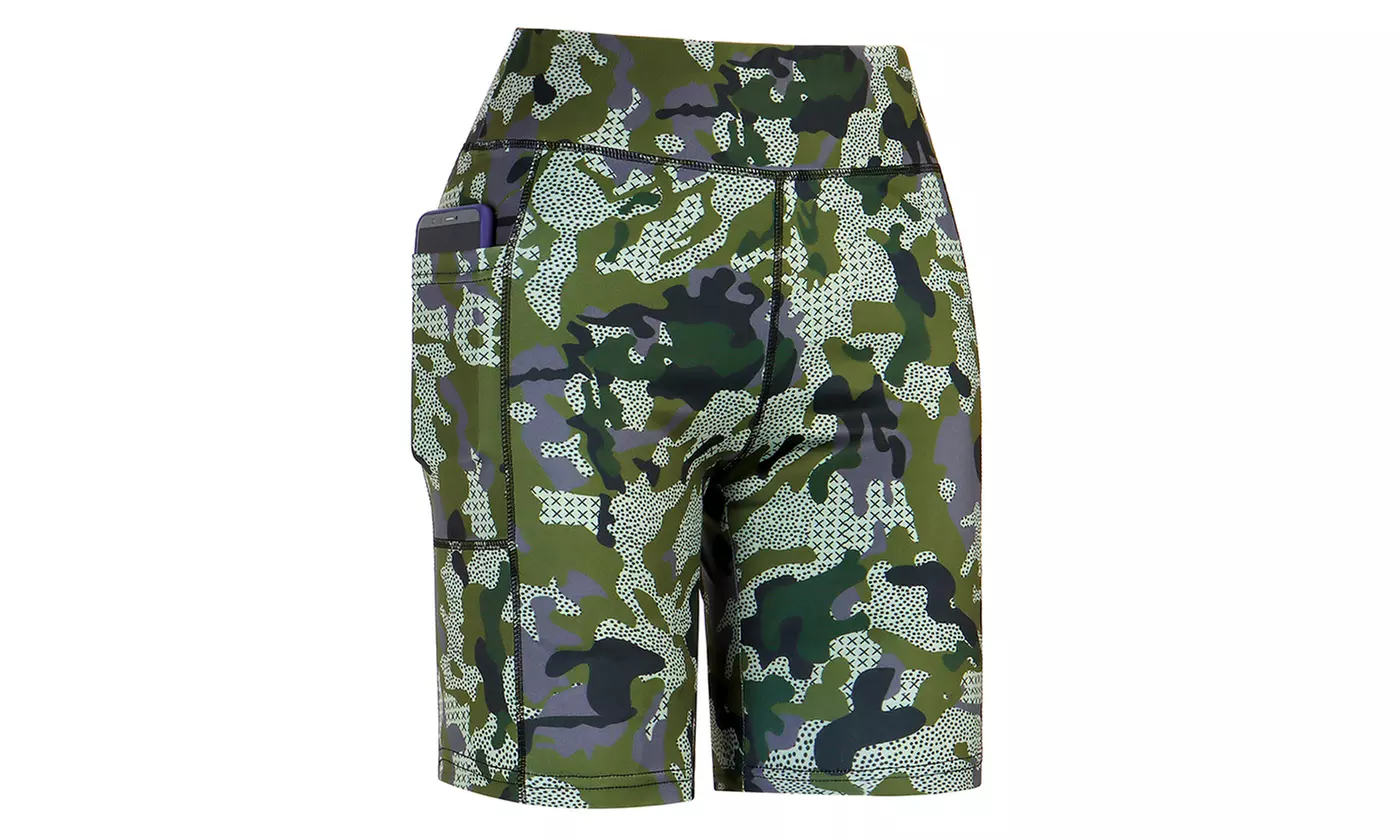 Women's High Waist Shorts Pocket Running Leggings with Side Pocket