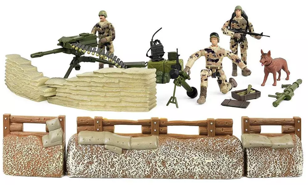 Click N' Play Military Trench Defense Unit 25 Piece Play Set w/ Accessories - Primary Image
