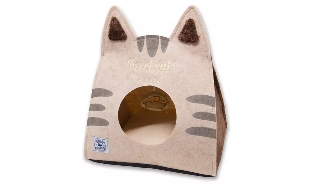 Touchcat 'Kitty Ears' Travel Collapsible Folding Cat Pet Bed House With Toy - Primary Image