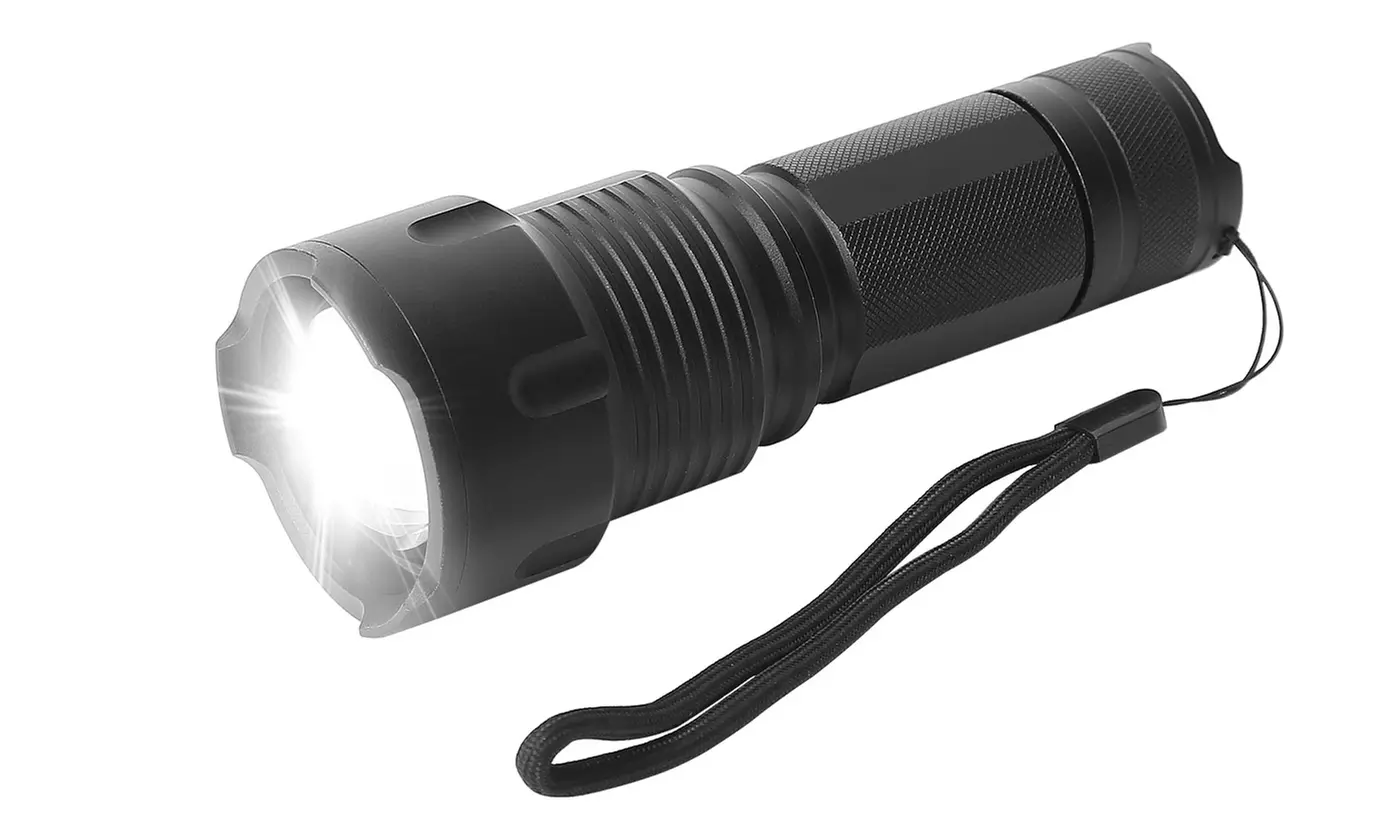 LakeForest LED Rechargeable Flashlight Zoomable Torch w/ High Low Strobe Light - Second Medium