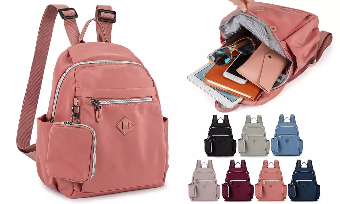 Small Nylon Backpack for Women Lightweight Backpack Purse Travel Daypack - Primary Image