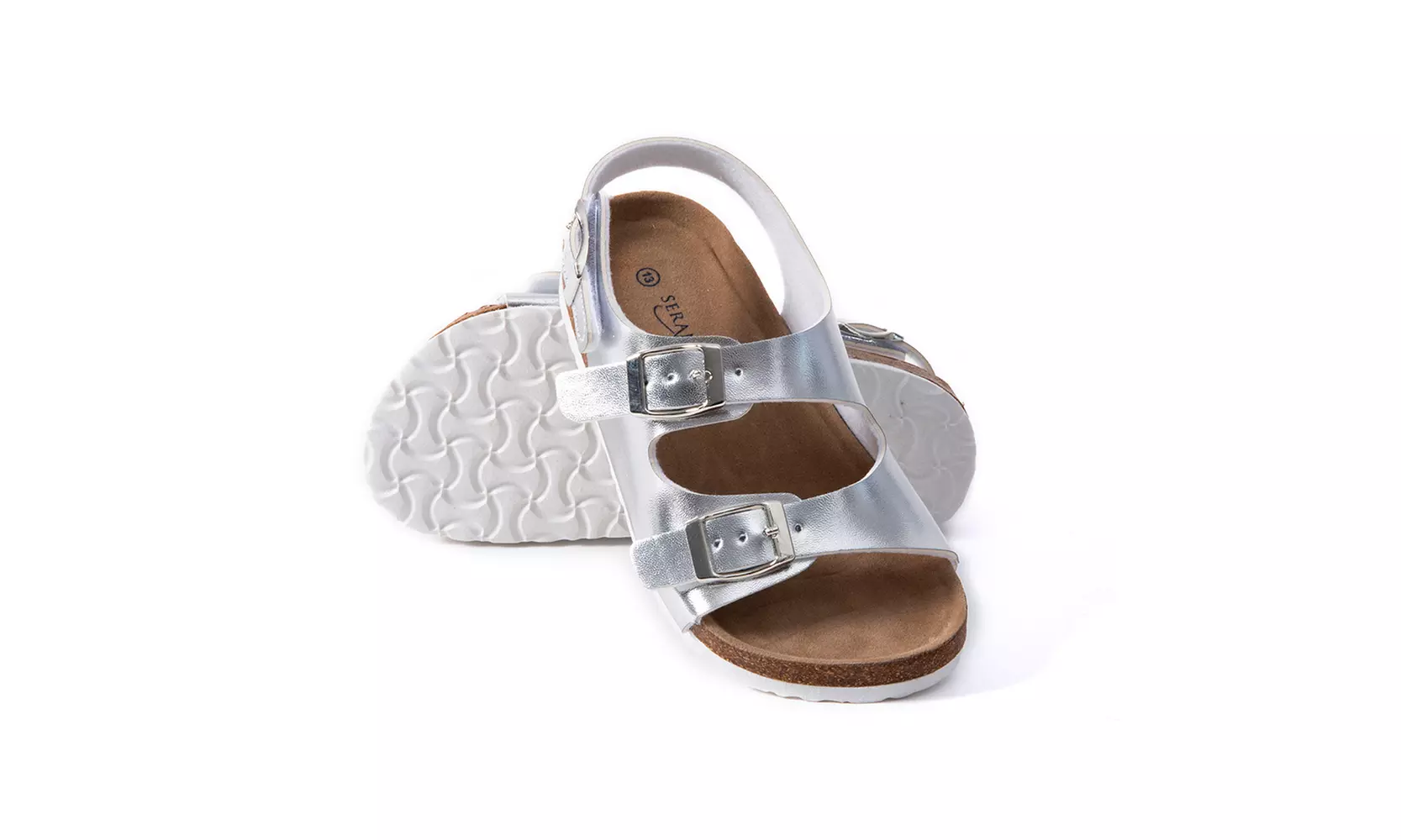 Seranoma JR Kids Girls Double Strap Slip-On Flat Cork Comfort Footbed Sandal - Primary Image
