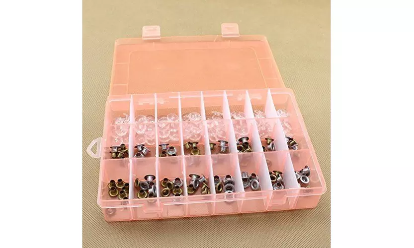 2-Pack 24 Grids Plastic Storage Box Jewelry Earring Tool Containers Organizer