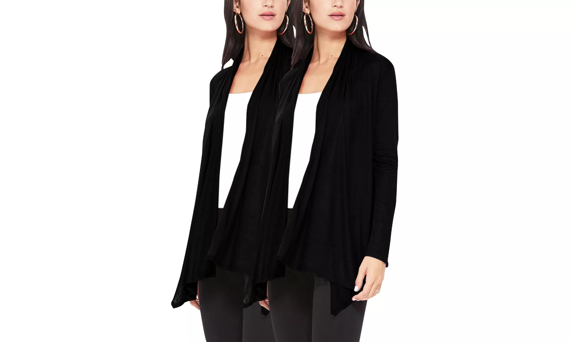 Women's Casual Long Sleeve Open Front Draped Cardigan (Pack of 2)