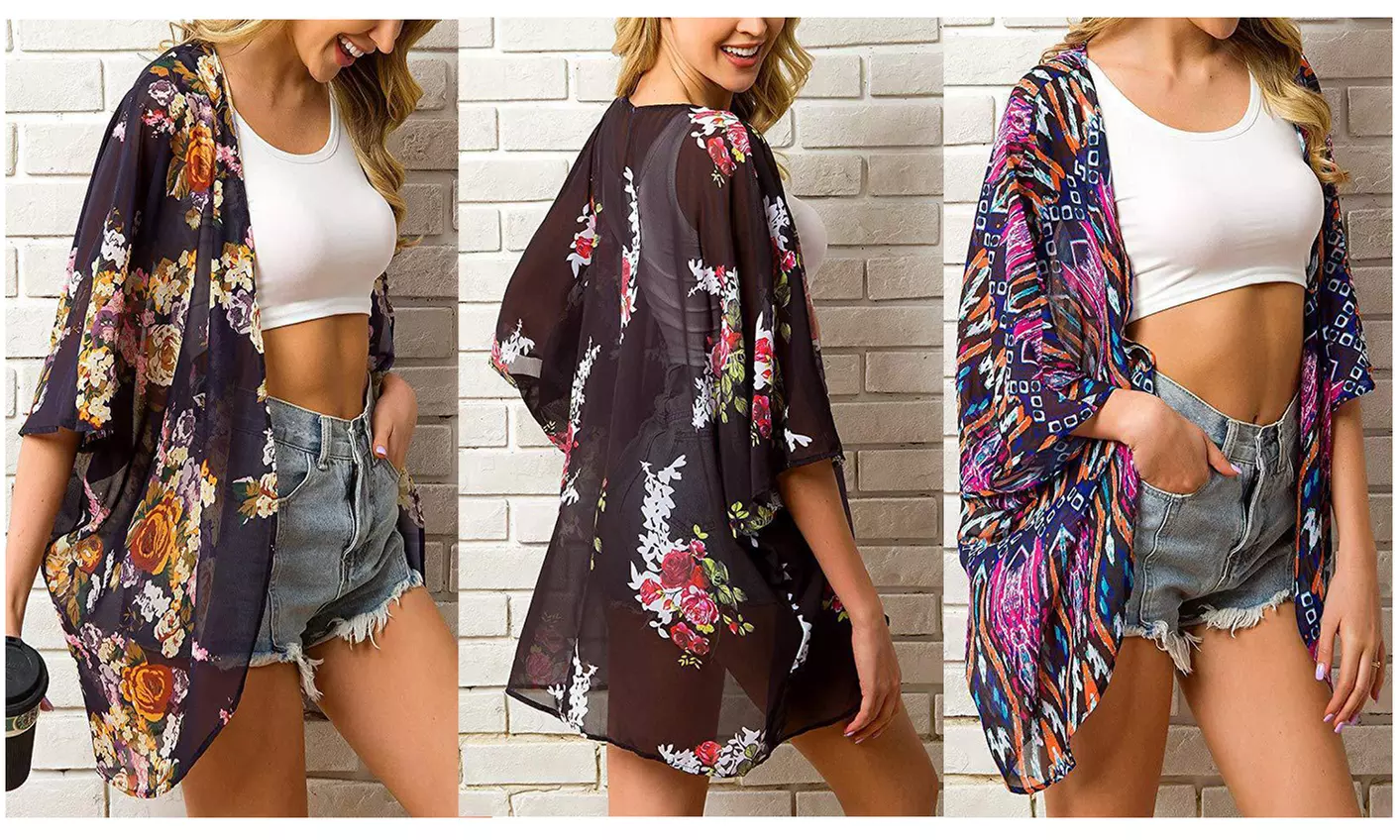 Haute Edition Women's Lightweight Summer Kimono Cover Up Cardigans - Primary Image
