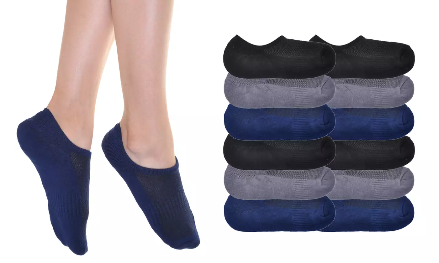 Angelina No-Show Socks with Silicone Heel (12-Pair-Pack) - Primary Image