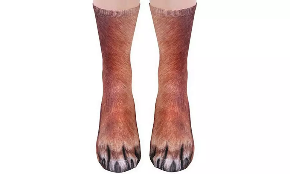 Animal Paws Socks-Novelty 3D Cat Dog Tiger Paw Crew Socks for Women Men - Second Medium