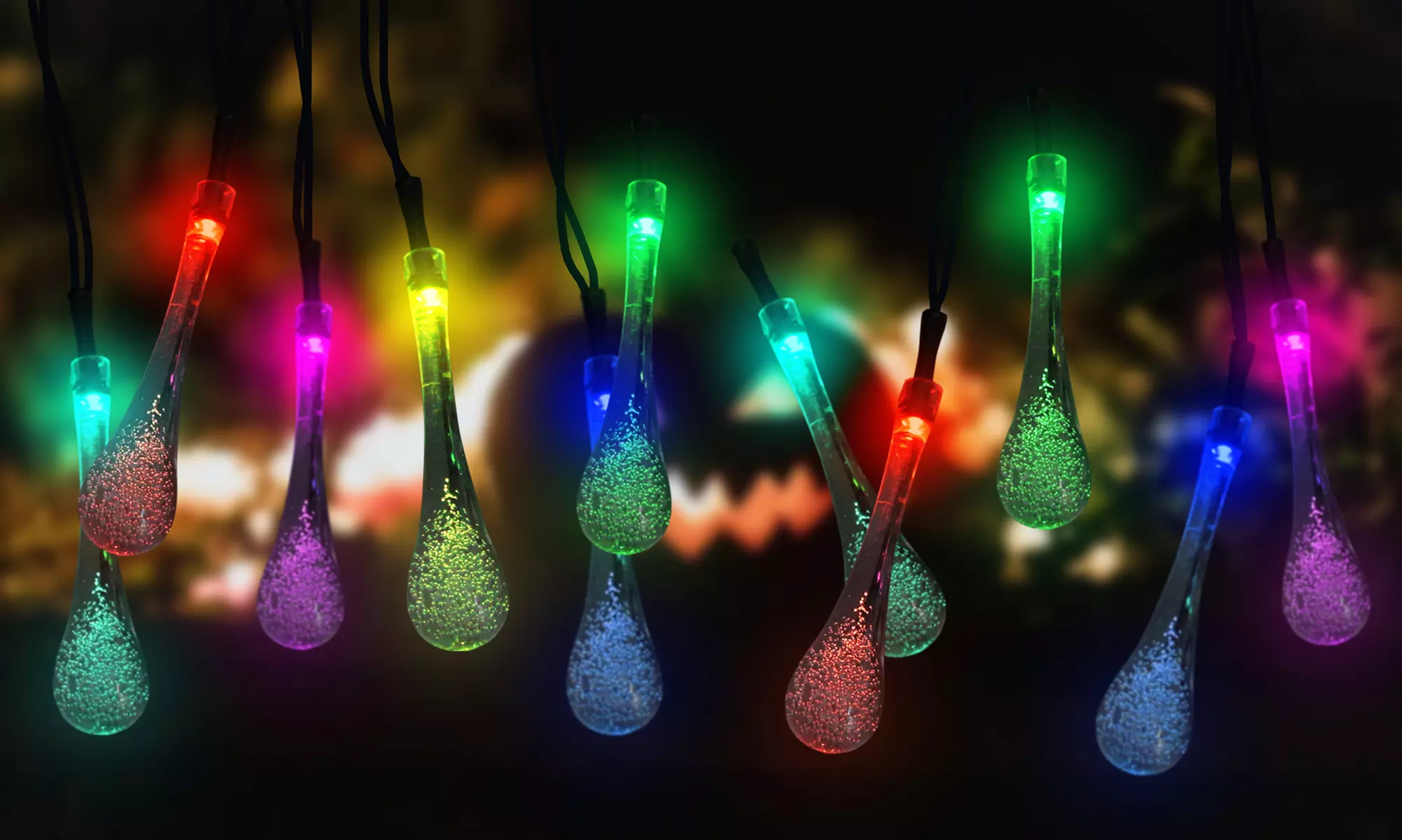 Halloween Solar String Lights 20Ft 30 LED Water Drop  Solar String Fairy Lights - Primary Image