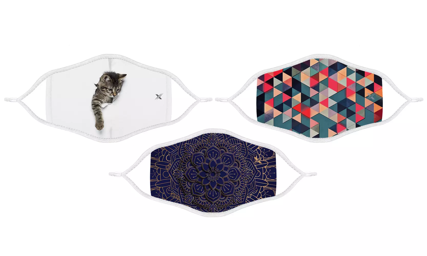 Patterned Double Layer Face Mask With Adjustable Earloop (3-Pack) - Second Medium
