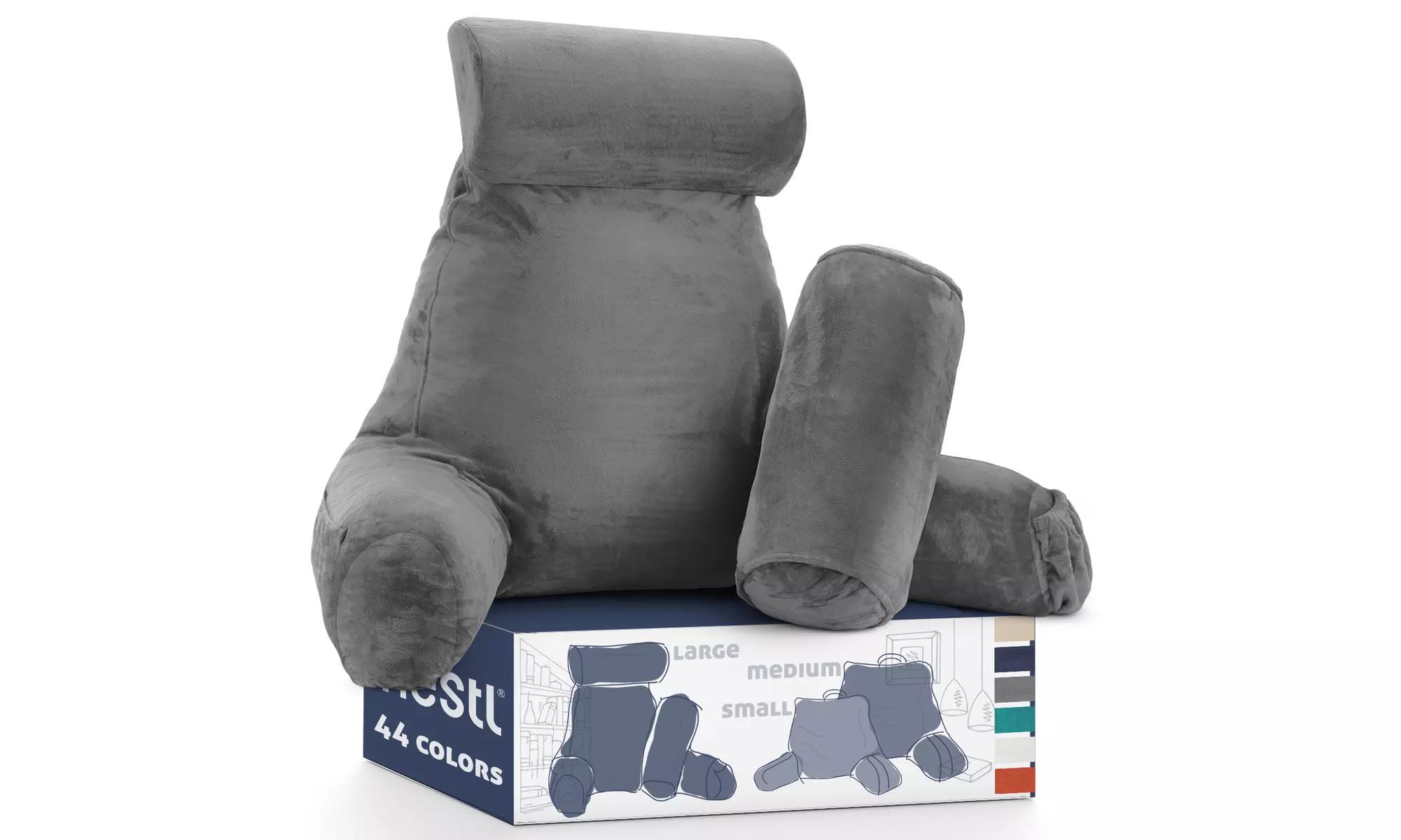 Nestl Large Bed Rest Shredded Memory Foam Reading Pillow with Arms and Pillow - Primary Image
